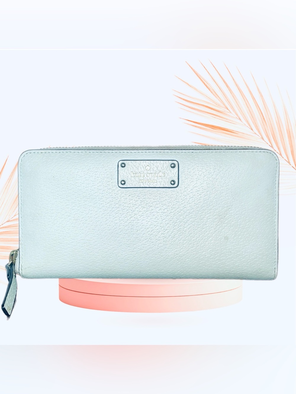 Kate Spade Baby Blue Pebbled Leather Zip Around Wallet